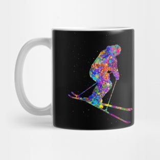 Ski player watercolor art Mug